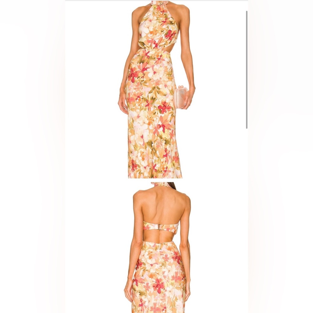 Significant Other - Floral High Neck & Open Back Formal Maxi Dress - Size 6